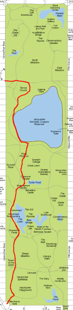 map of my Central Park walk